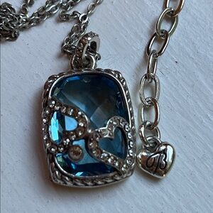 Retired Brighton tender hearts blue topaz adjustable necklace pendant